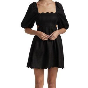 Zimmermann Mae CutOut Black Linen Mini Dress Size 0 AU